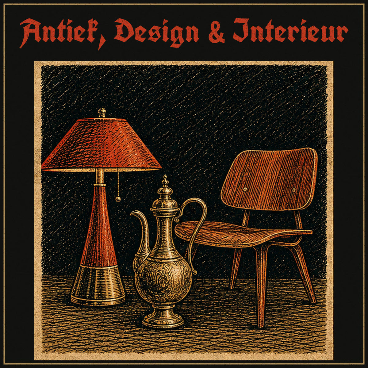 Antiek, Design & Interieur - De Majum, vintage houtsnede-illustratie