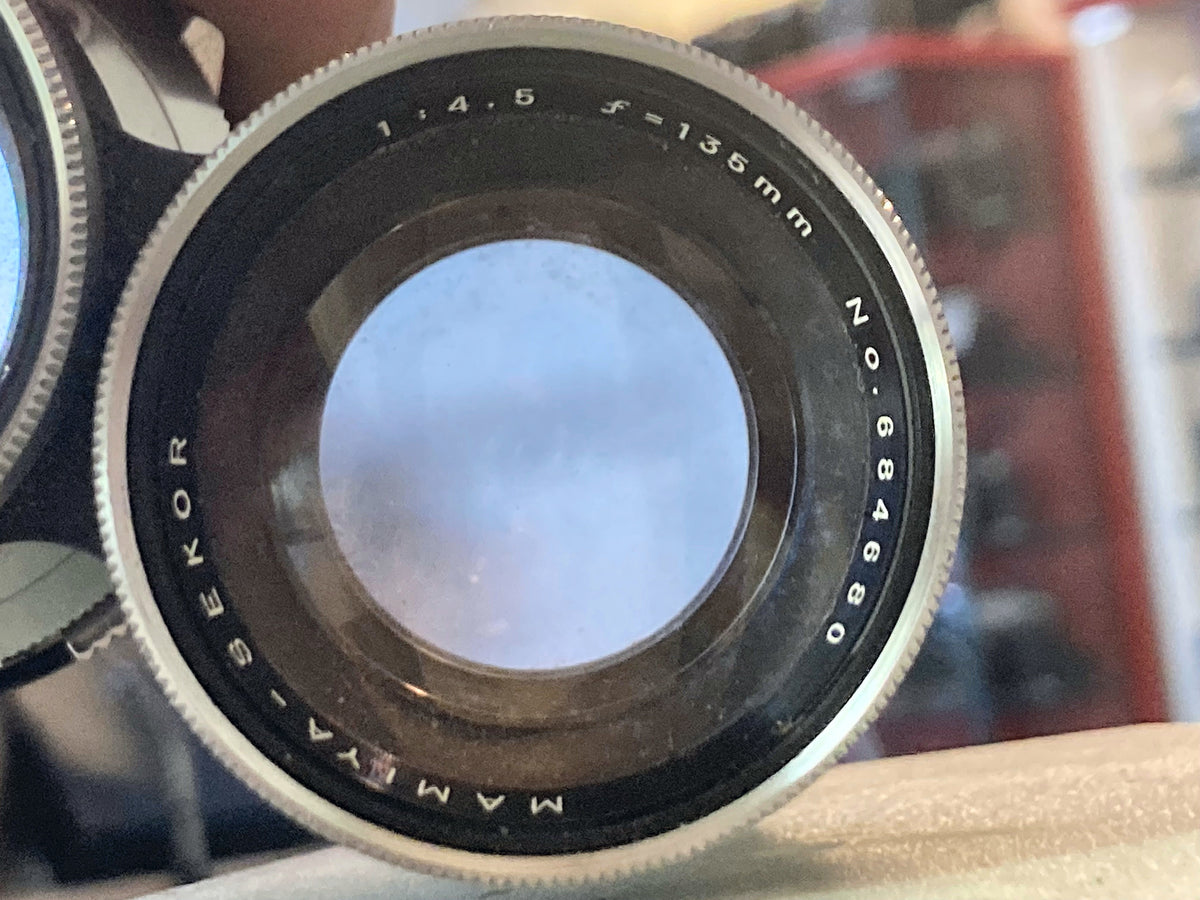 Mamiya-Sekor 135mm f/4.5 TLR-lensset met originele leren koffer – foto 5 van 5