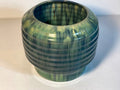 Brouwer’s Aardewerk geribde groenblauwe sierpot – Made in Holland – foto 1