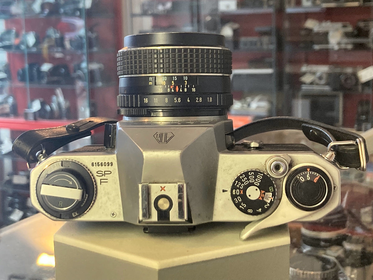 Asahi Pentax Spotmatic F spiegelreflexcamera met SMC Takumar 55mm f/1.8, getest en werkend – foto 5 van 5
