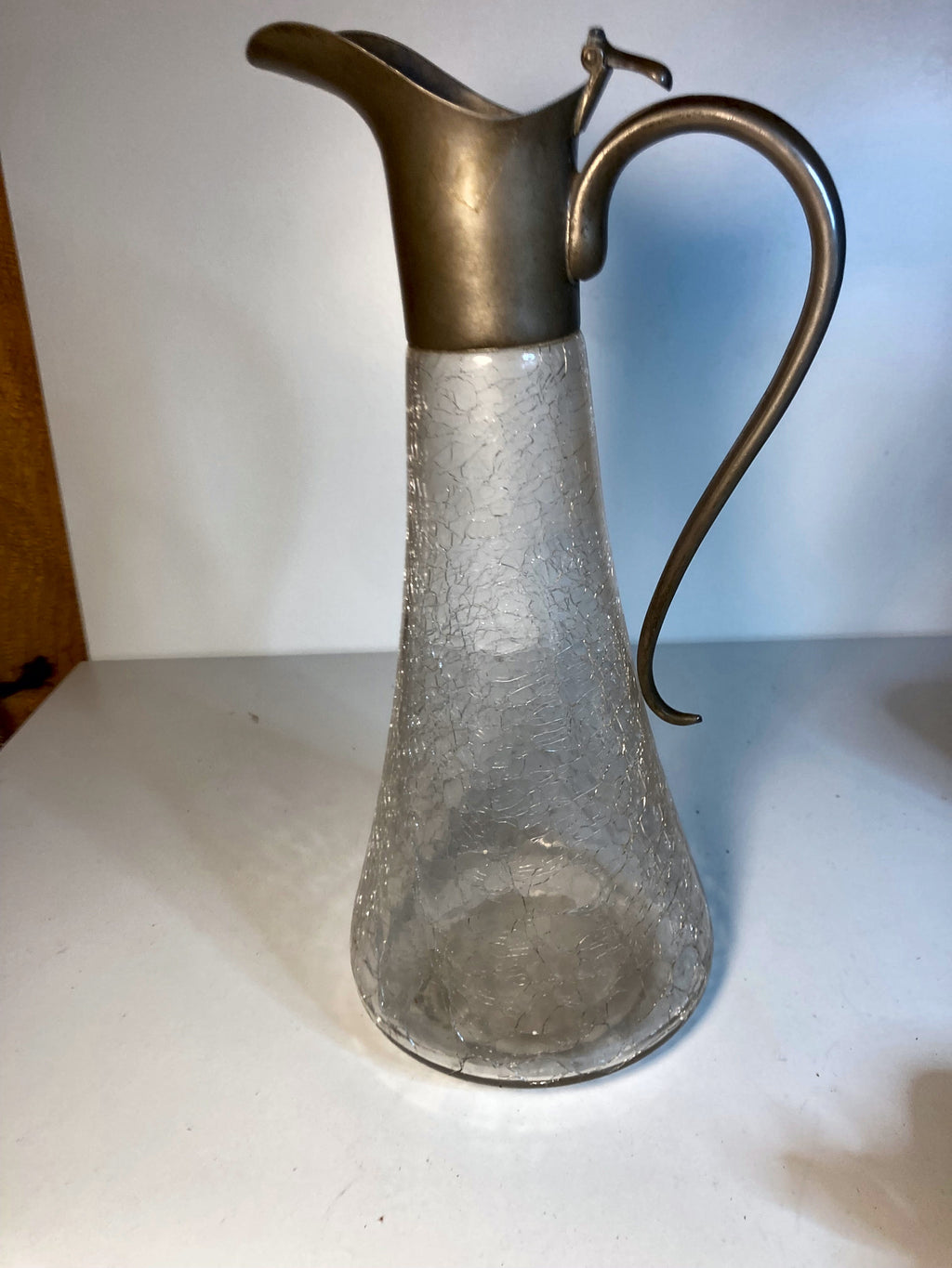 Glazen karaf met craqueléglas en metalen montuur – foto 1