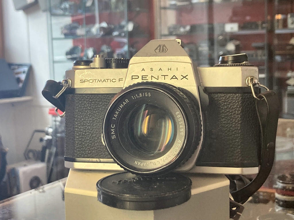 Asahi Pentax Spotmatic F spiegelreflexcamera met SMC Takumar 55mm f/1.8, getest en werkend – foto 1 van 5