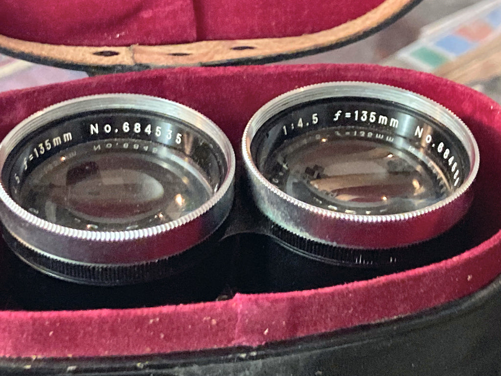 Mamiya-Sekor 135mm f/4.5 TLR-lensset met originele leren koffer – foto 1 van 5