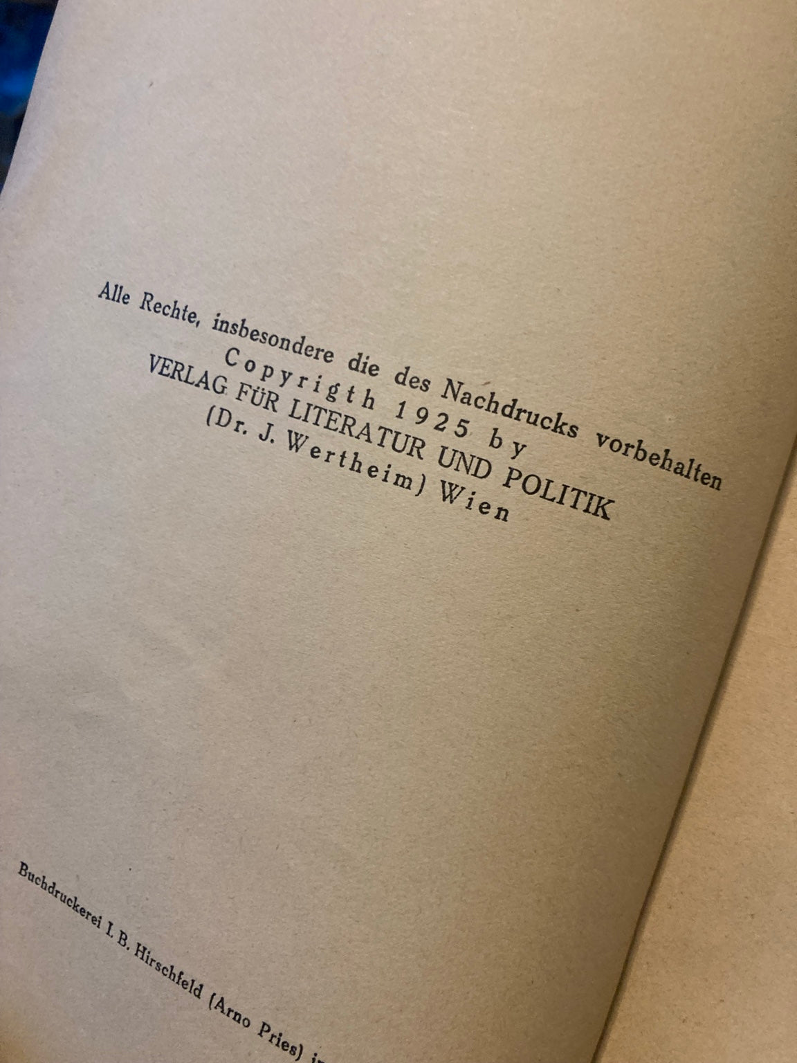 Colofon van de uitgave uit 1925