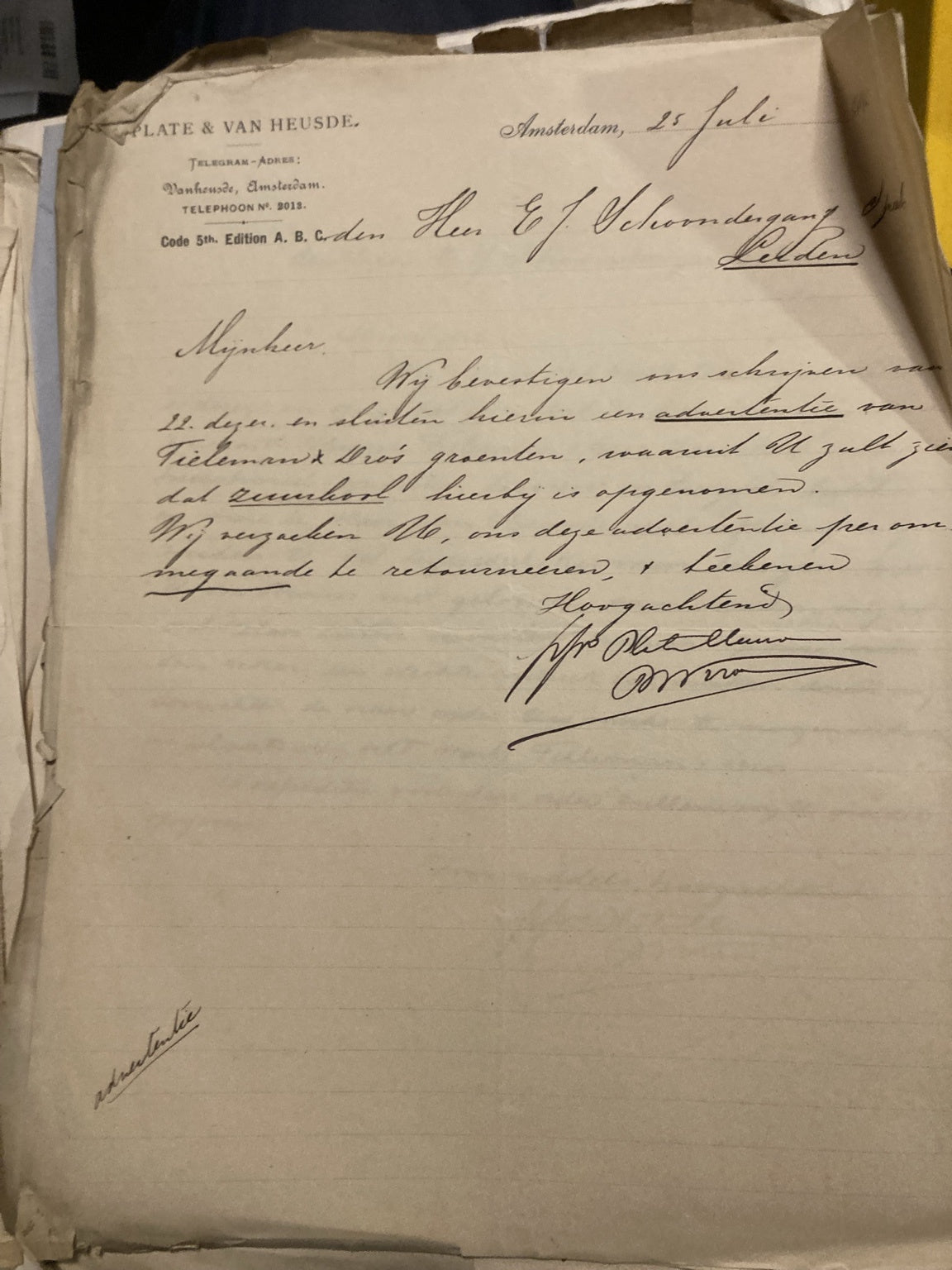 Correspondentie van Plate & Van Heusde
