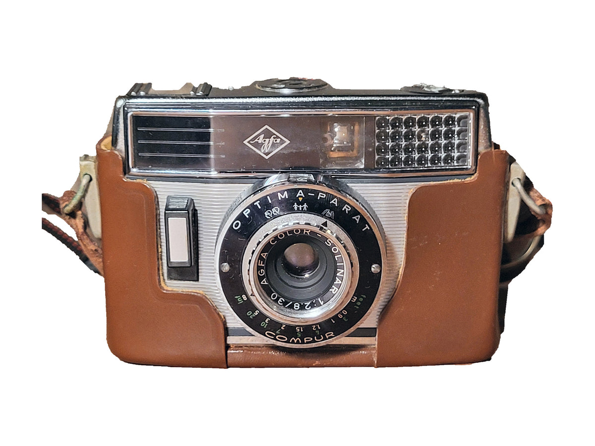 Agfa Optima Parat compactcamera met Agfa Color Solinar 30mm f/2.8 en originele case – vintage analoge camera bij De Majum Rotterdam