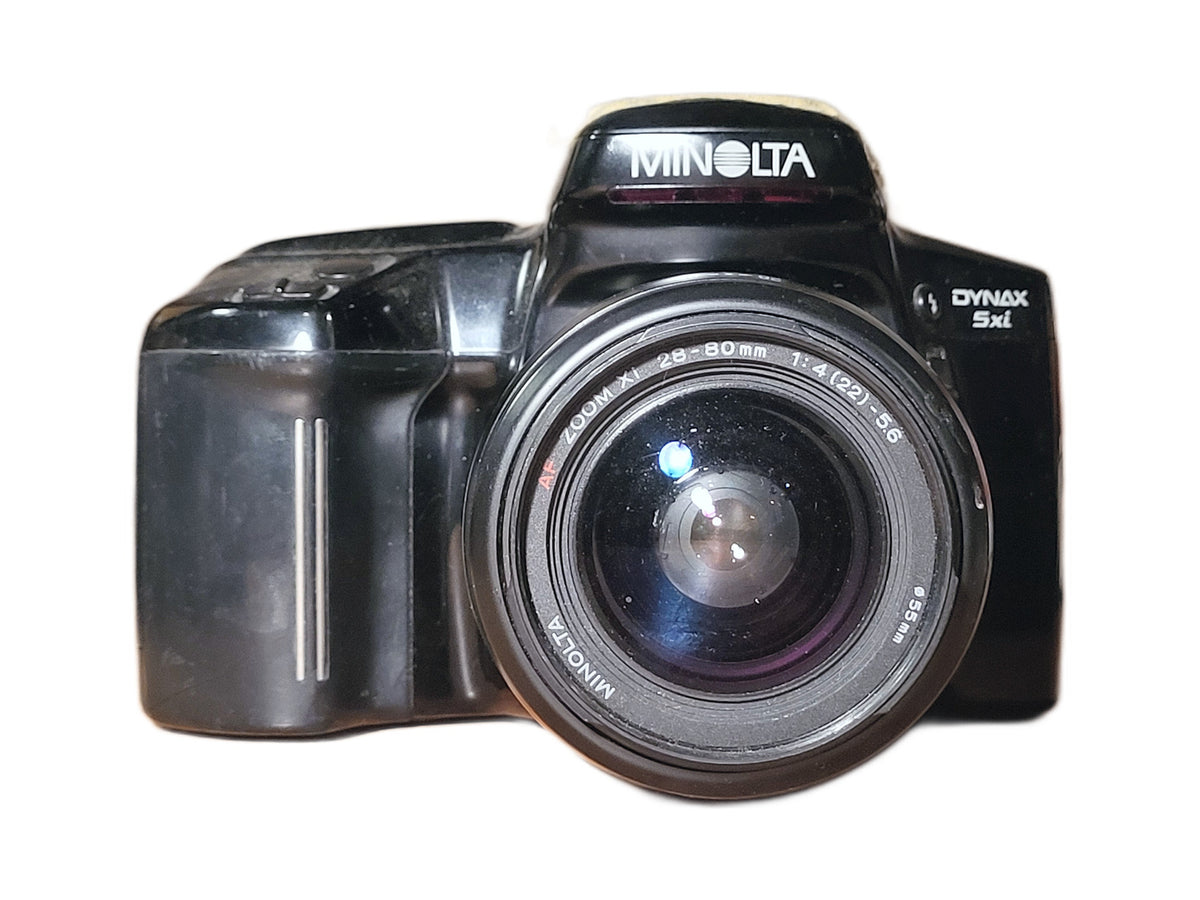 Minolta Dynax 5xi Analoge Spiegelreflexcamera met AF Zoom Xi 28-80mm f/4-5.6 – vintage analoge camera bij De Majum Rotterdam