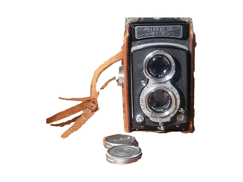 Airesflex TLR 6x6 Camera met Coral 75mm f/3.5 lens en originele doppen – vintage analoge camera bij De Majum Rotterdam