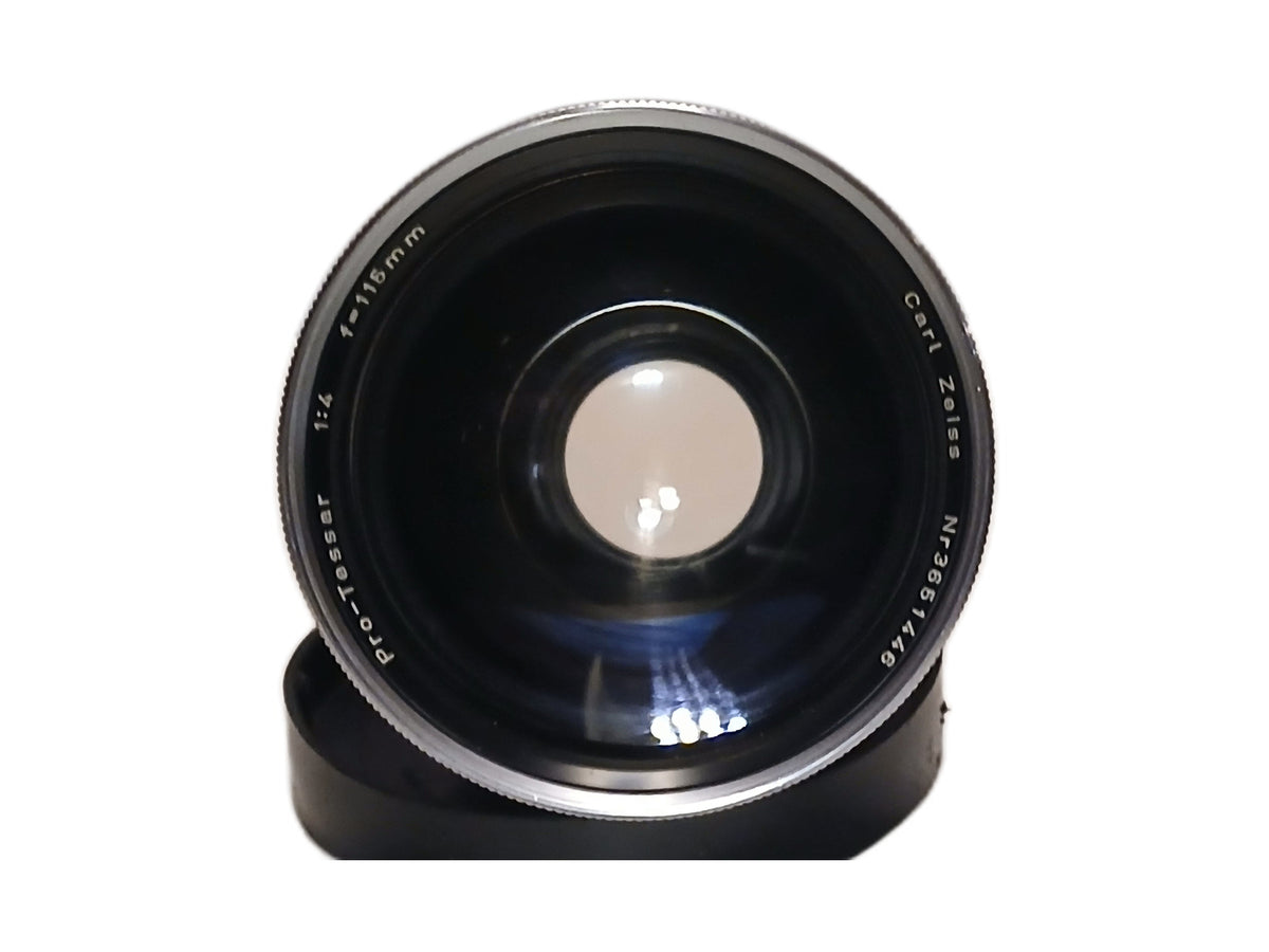 Originele Carl Zeiss Pro-Tessar 115mm f/4 televoorzetlens voor analoge Zeiss Ikon Contaflex-camera’s met verwisselbaar frontelement.