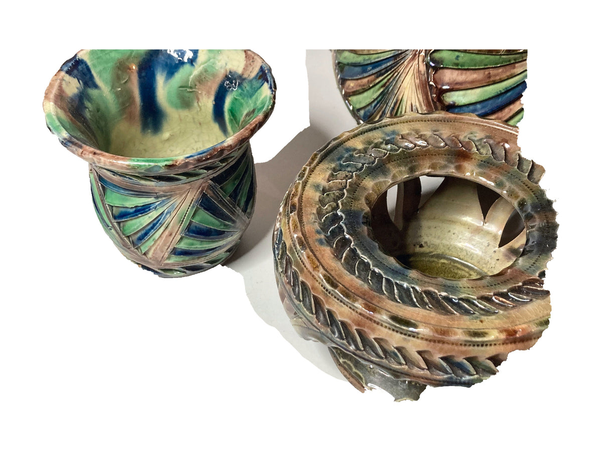 Handgemaakt keramisch theeservies met theepot, kan, beker & theelichtwarmer – foto 2