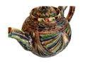 Sculpturale keramische theepot met reliëf en meerkleurig glazuur – foto 1