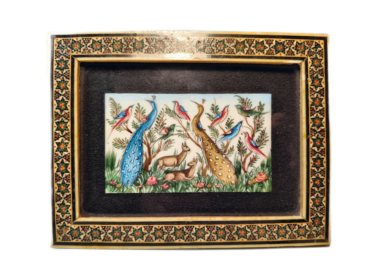 Perzische miniatuur in ingelegde lijst