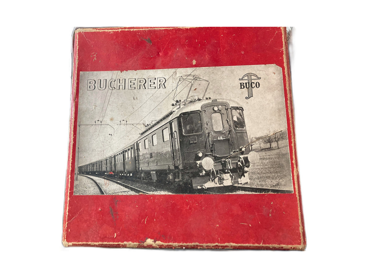 UCO Bucherer spoor 0-treinset met opwindlocomotief 212, rijtuigen en rails – foto 1
