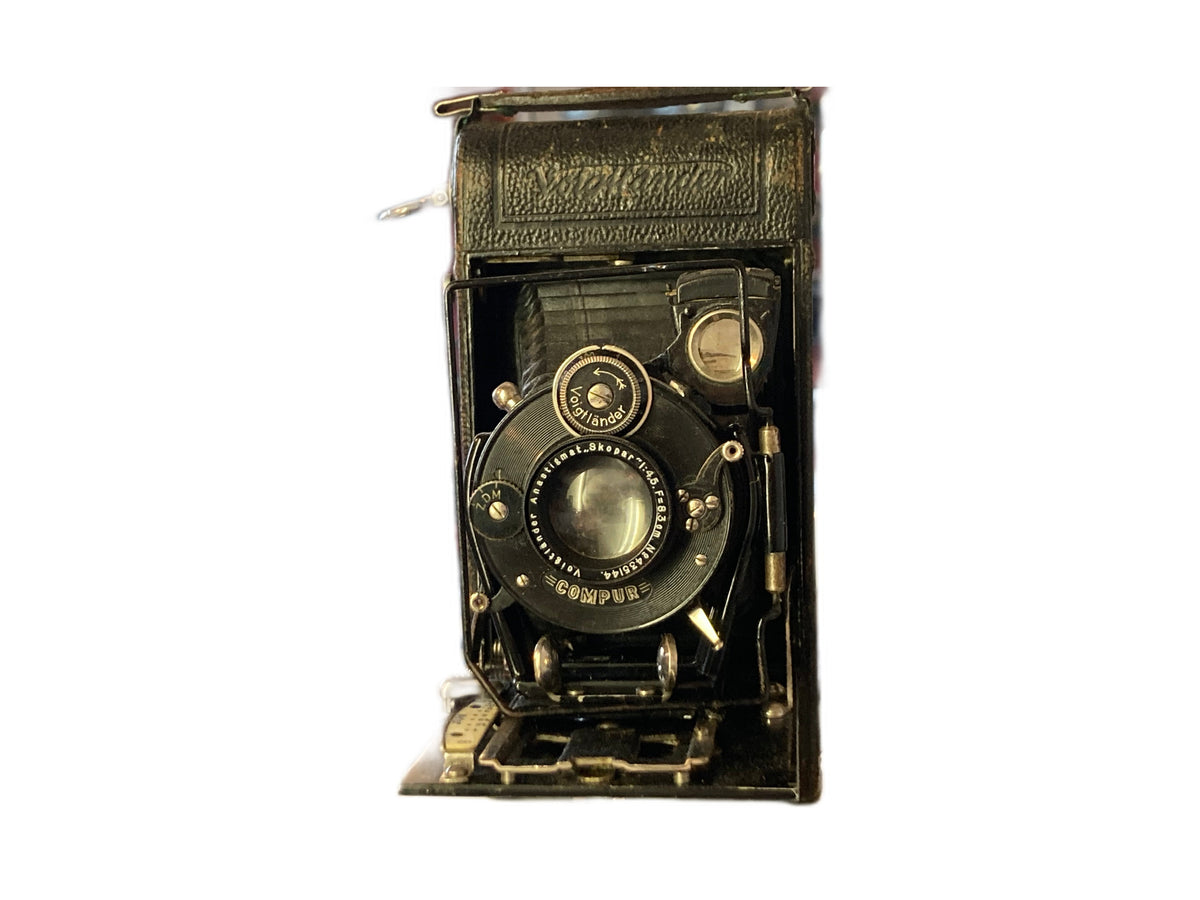 Voigtländer 5×8 rolfilm-vouwcamera met Skopar-objectief – productfoto