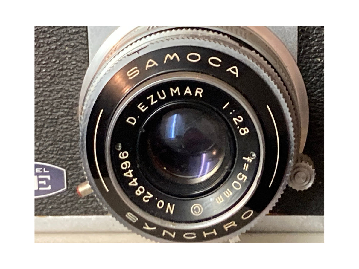 Detail van D.Ezumar-objectief en Samoca 35 Model LE