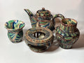 Handgemaakt keramisch theeservies met theepot, kan, beker & theelichtwarmer – foto 1