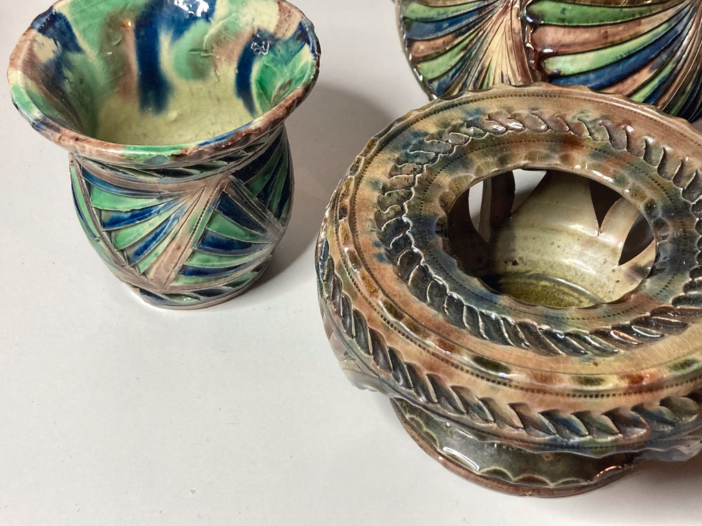Handgemaakt keramisch theeservies met theepot, kan, beker & theelichtwarmer – foto 2