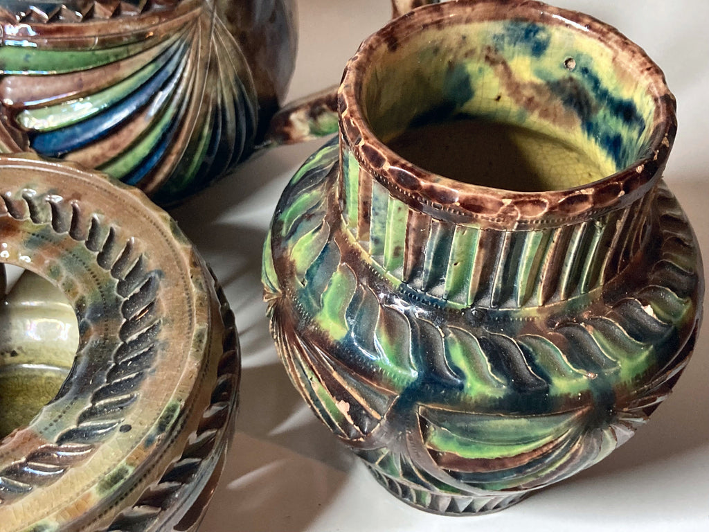 Handgemaakt keramisch theeservies met theepot, kan, beker & theelichtwarmer – foto 4