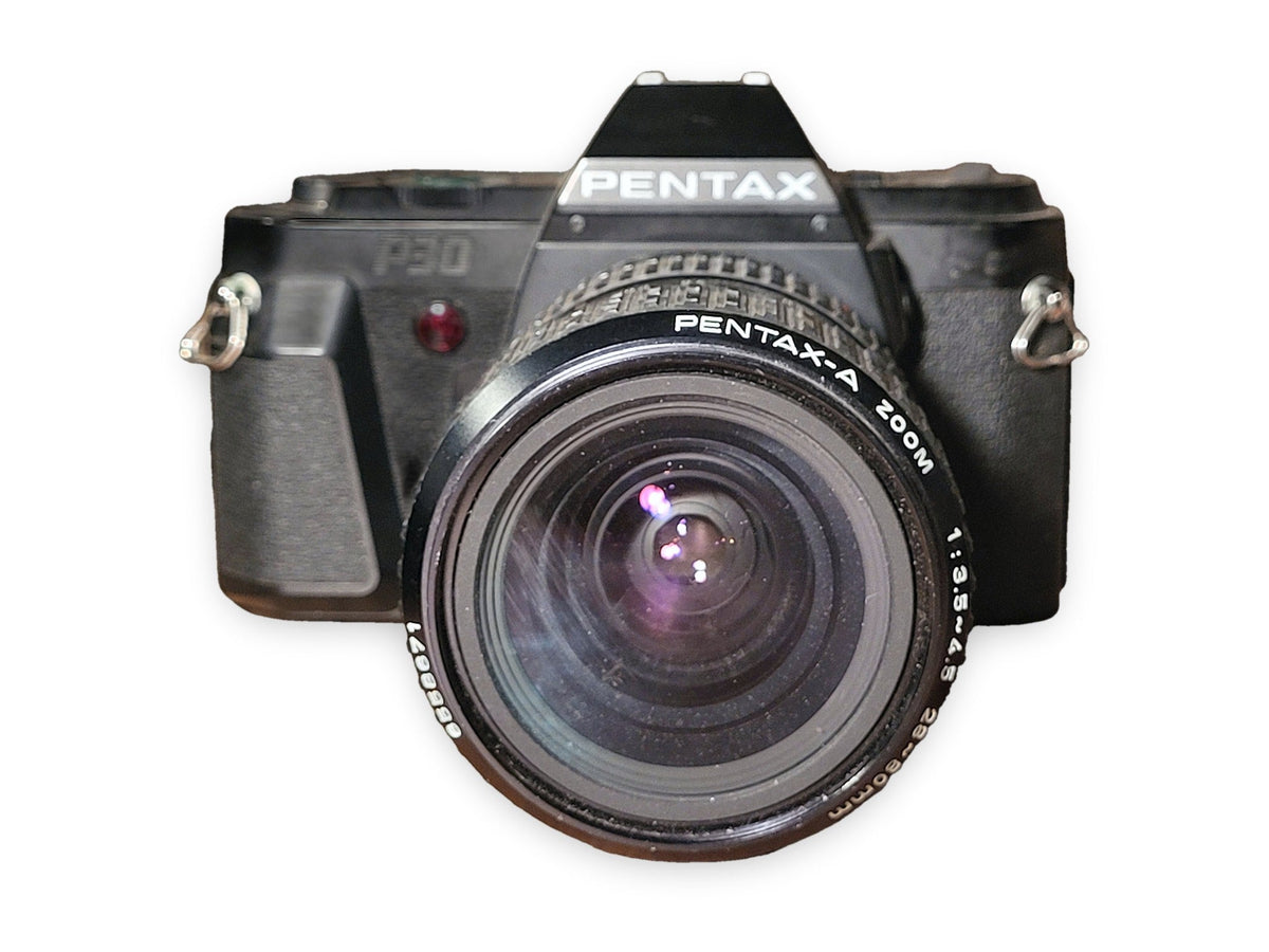 Pentax P30 35mm Spiegelreflexcamera met Pentax-A Zoom 28-80mm f/3.5-4.5 – vintage analoge camera bij De Majum Rotterdam