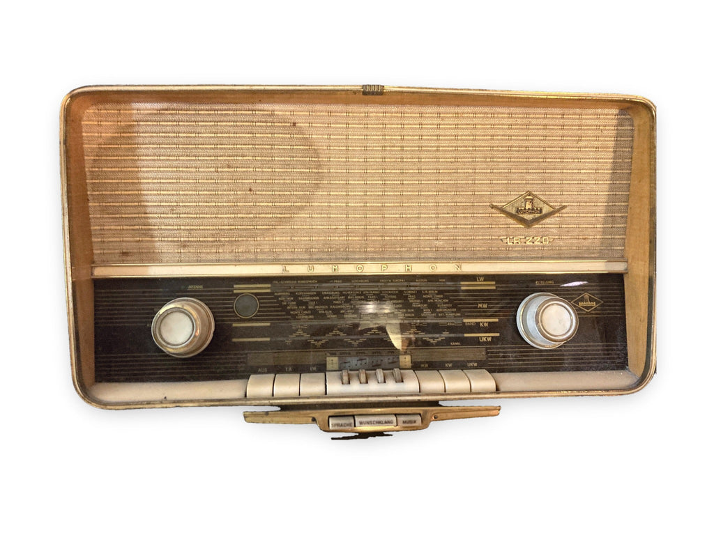 Vintage Lumophon LP 220 buizenradio in houten kast – foto 1 van 2