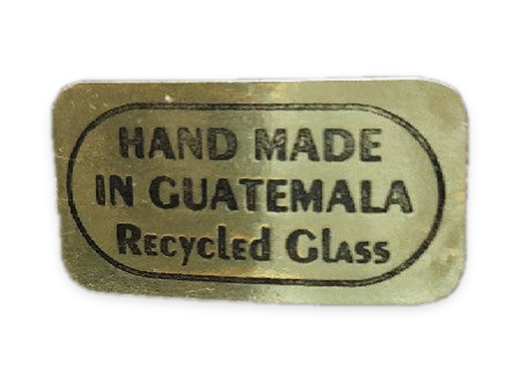 Origineel etiket Handmade in Guatemala Recycled Glass