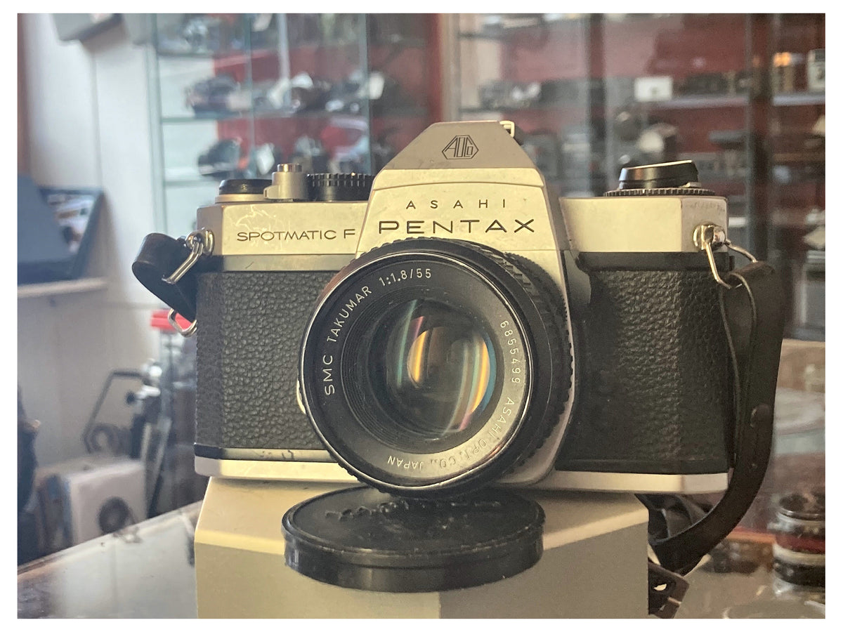 Asahi Pentax Spotmatic F spiegelreflexcamera met SMC Takumar 55mm f/1.8, getest en werkend – foto 1 van 5