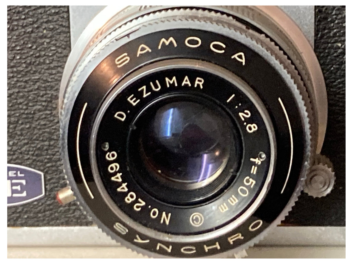 Detail van D.Ezumar-objectief en Samoca 35 Model LE