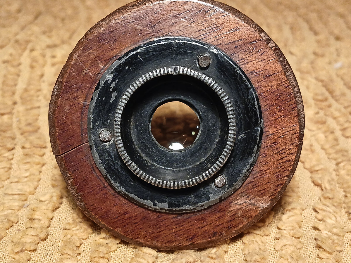 Originele antieke houten Waterhouse stop met ingebouwd irisdiafragma – foto 1