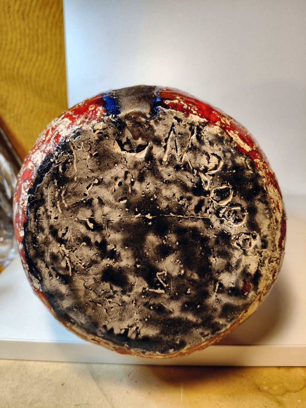 West Germany Fat Lava keramieken studio-aardewerk vaas – rood, blauw en zwart – foto 2